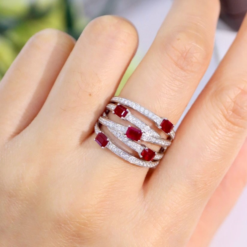14k Gold 2.19 Ctw Natural Ruby & Diamond Ring - 3