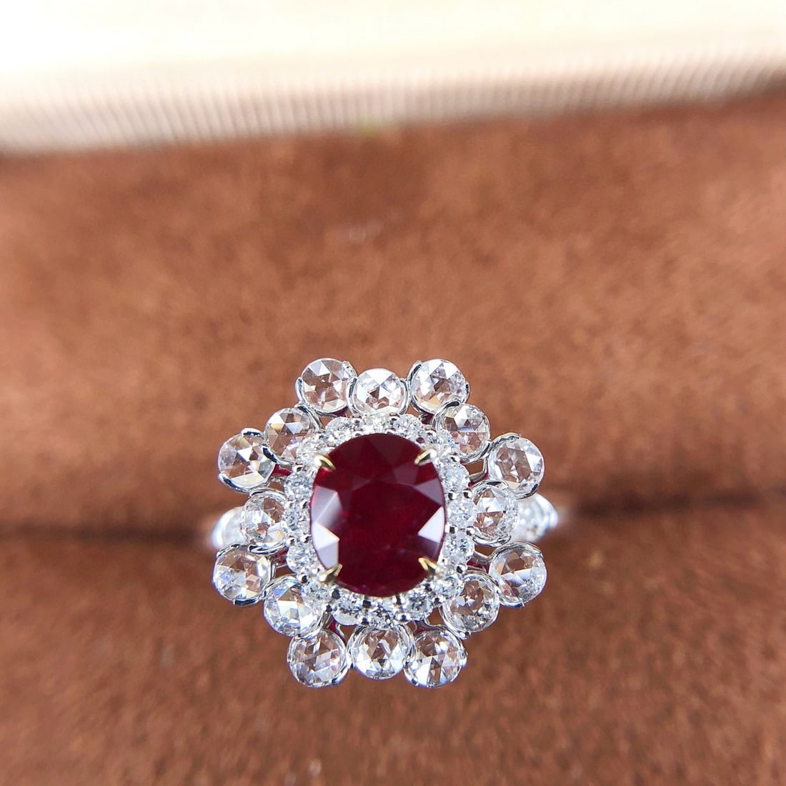 14k Gold 1.49 Ctw Natural Ruby & Diamond Ring: Ref:231036276 // gold content:14k gold // ring size:7. 25us // // main gemstone:ruby // shape:oval // carat weight:0. 95ct // color:red // treatment:natural // // adjacent gemstone 2 : diamond //