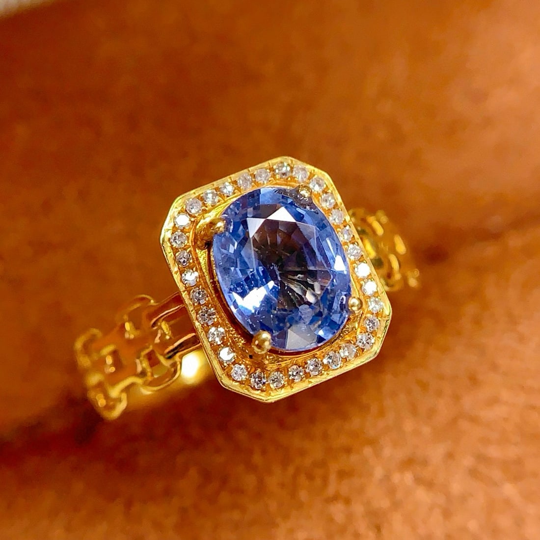 14k Gold 1.4 Ct Natural Sapphire & Diamond Ring - 4
