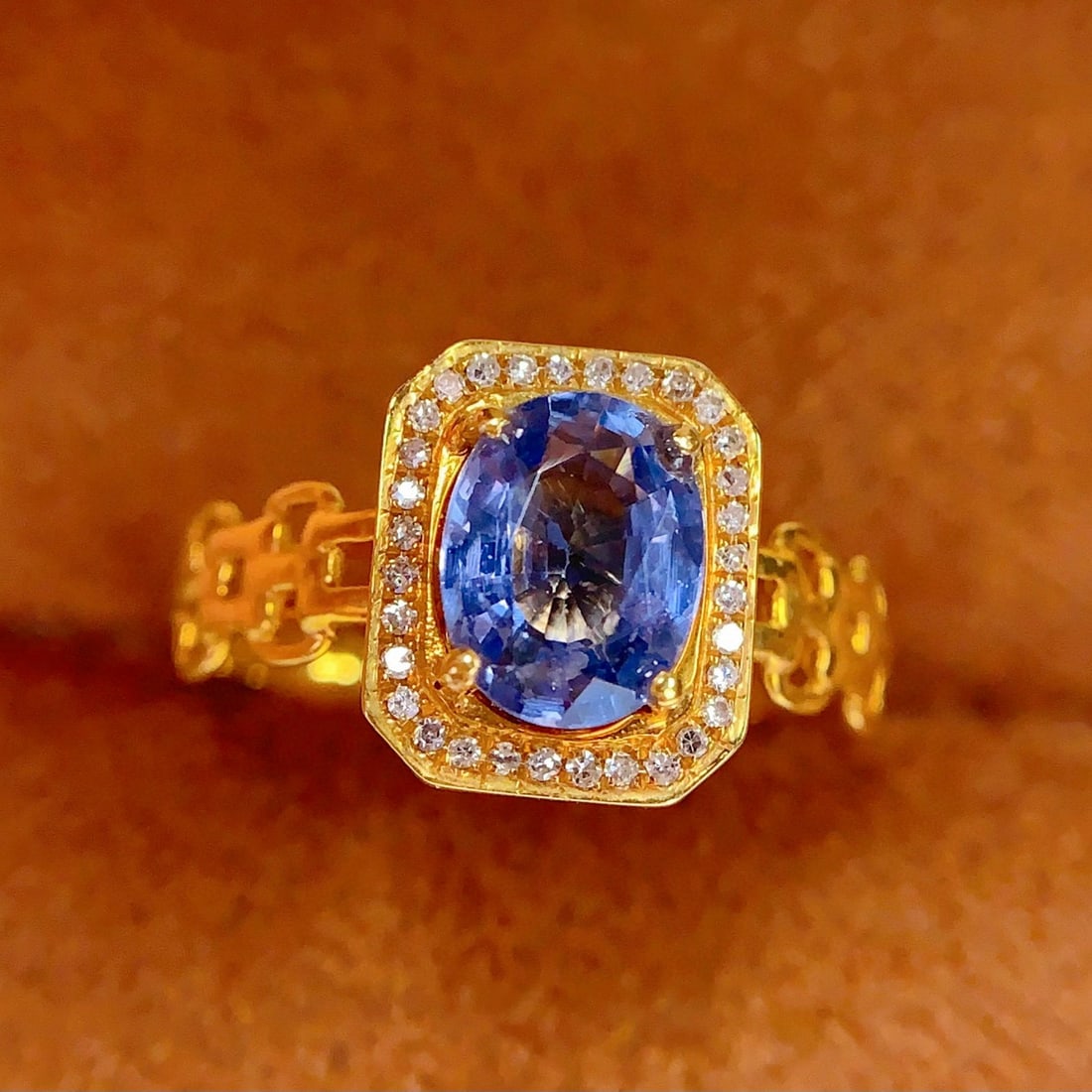 14k Gold 1.4 Ct Natural Sapphire & Diamond Ring - 5