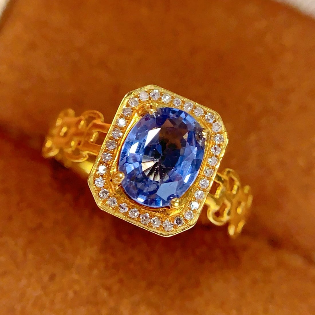 14k Gold 1.4 Ct Natural Sapphire & Diamond Ring - 6