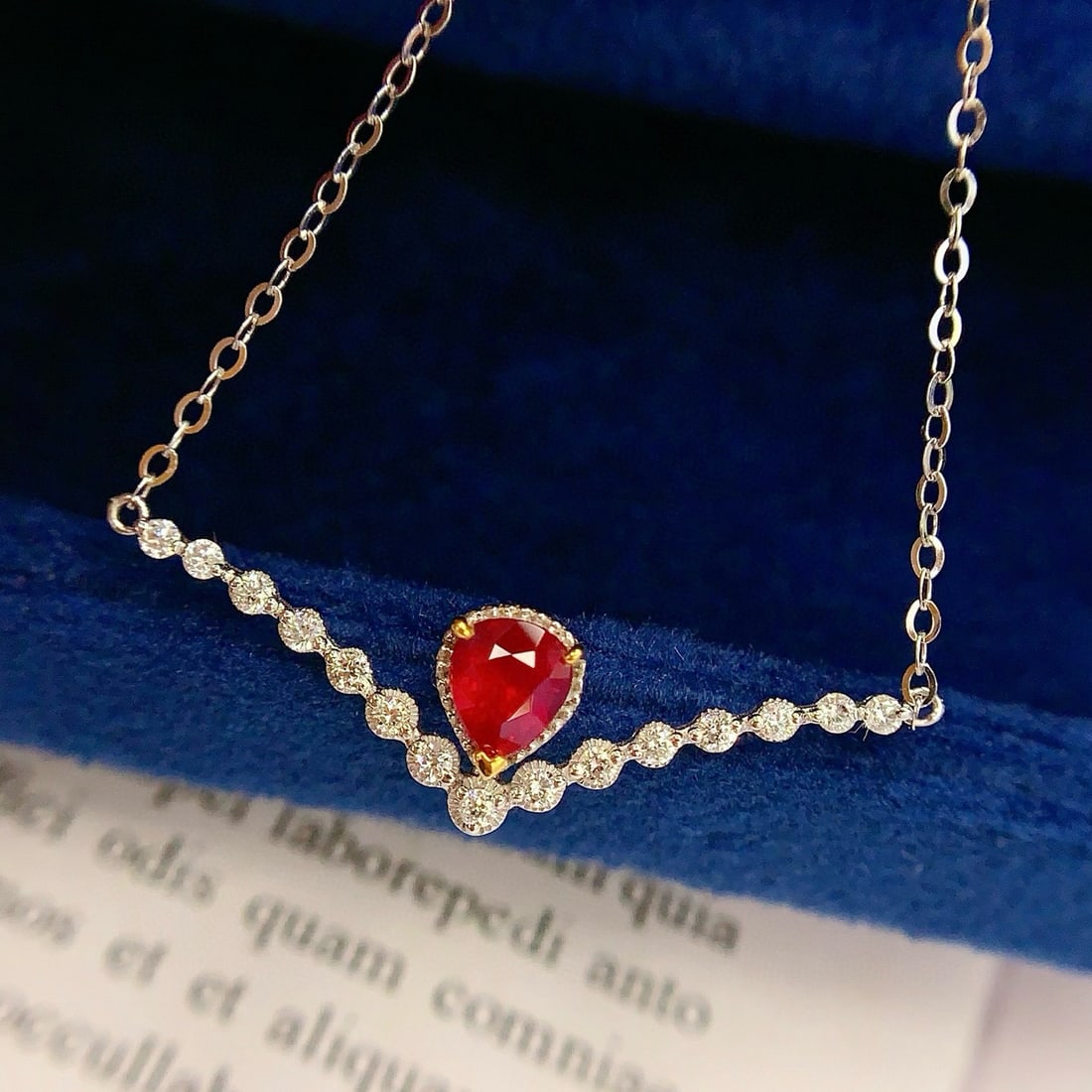 14k Gold 0.6 Ct Natural Ruby & Diamond Necklace - 2