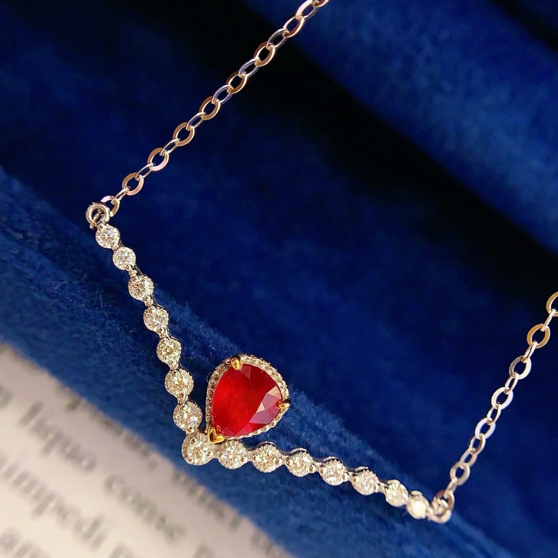 14k Gold 0.6 Ct Natural Ruby & Diamond Necklace - 4
