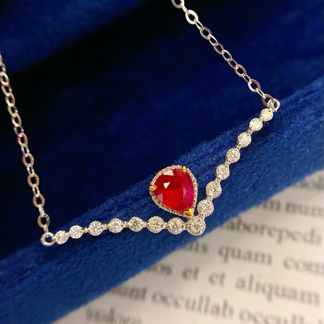 14k Gold 0.6 Ct Natural Ruby & Diamond Necklace - 5