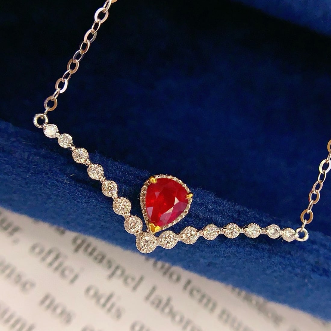 14k Gold 0.6 Ct Natural Ruby & Diamond Necklace - 6