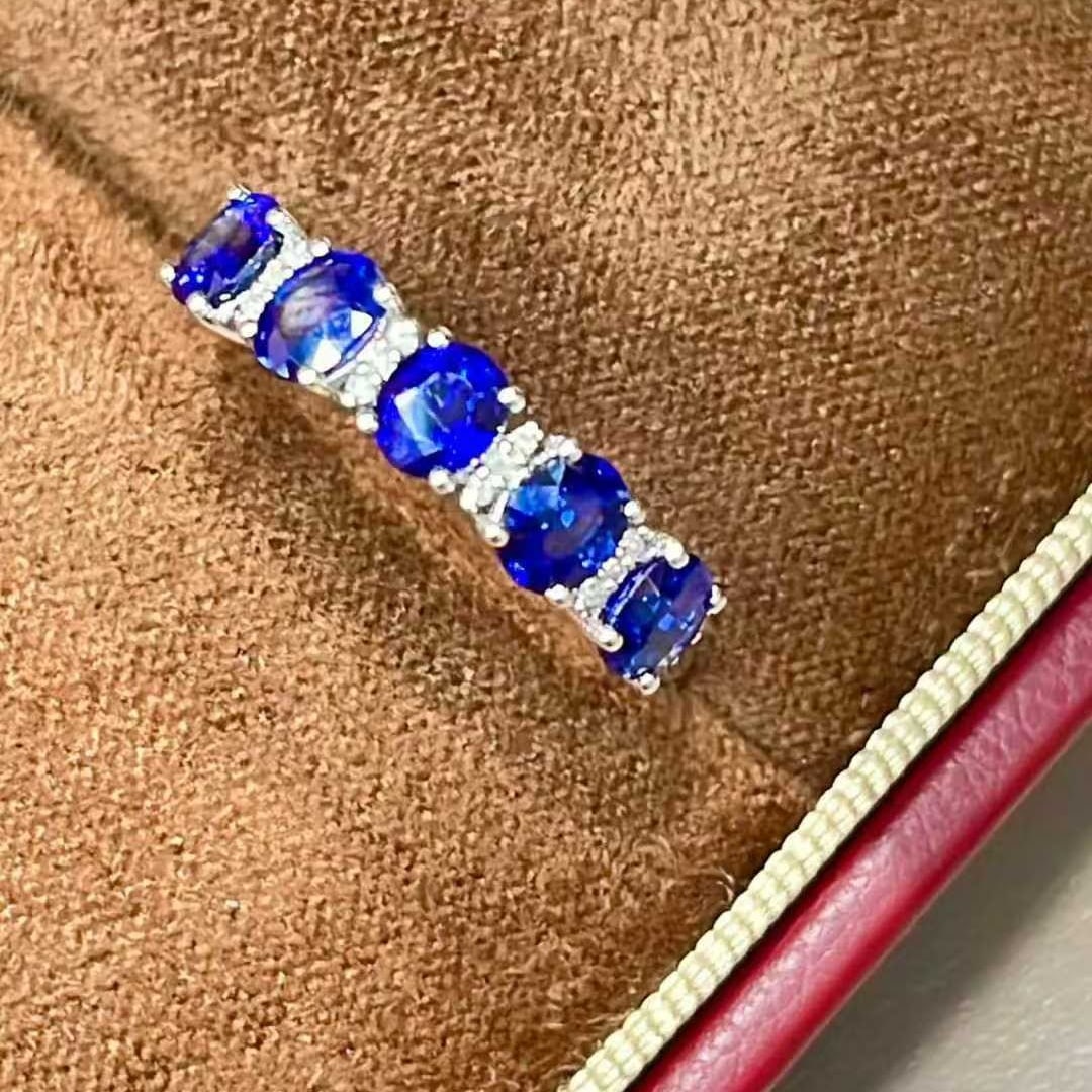 14k Gold 1.5 Ct Natural Sapphire & Diamond Ring - 2