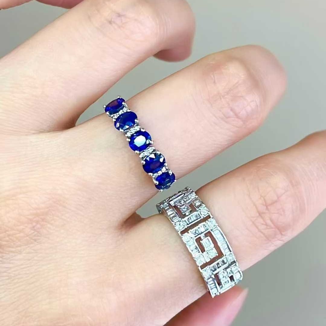 14k Gold 1.5 Ct Natural Sapphire & Diamond Ring - 5