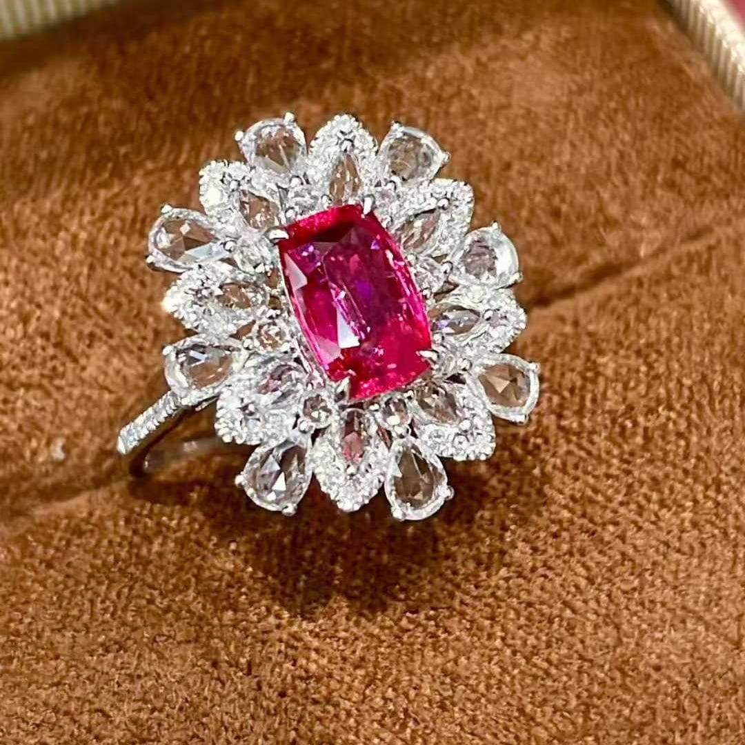 14k Gold 1.08 Ct Natural Ruby & Diamond & Sapphire Ring (1 of 6)