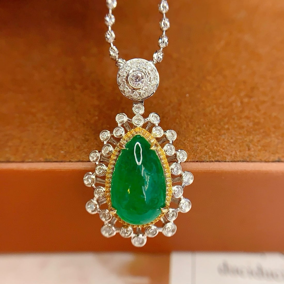 14k Gold 3.3 Ct Vivid Green Natural Emerald & Diamond Pendant( Without Chain ) (1 of 8)