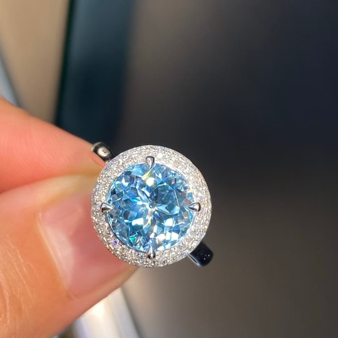 14k Gold 3.50 Ctw Natural Aquamarine & Diamond Ring - 3