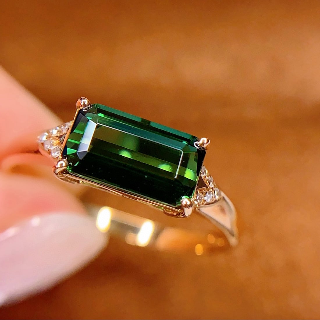 14k Gold 1.5 Ct Natural Tourmaline & Diamond Ring - 2