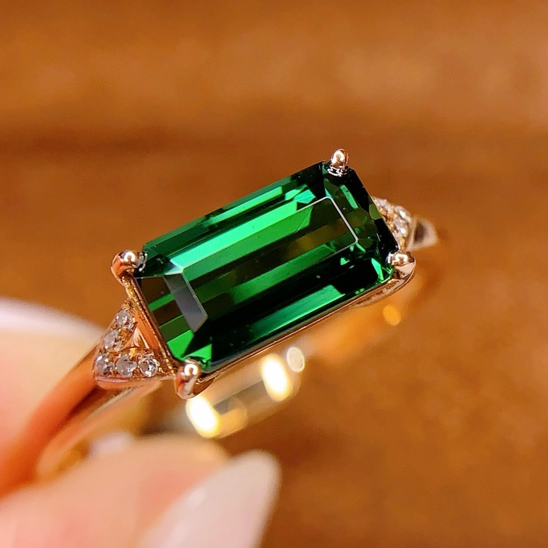 14k Gold 1.5 Ct Natural Tourmaline & Diamond Ring - 3