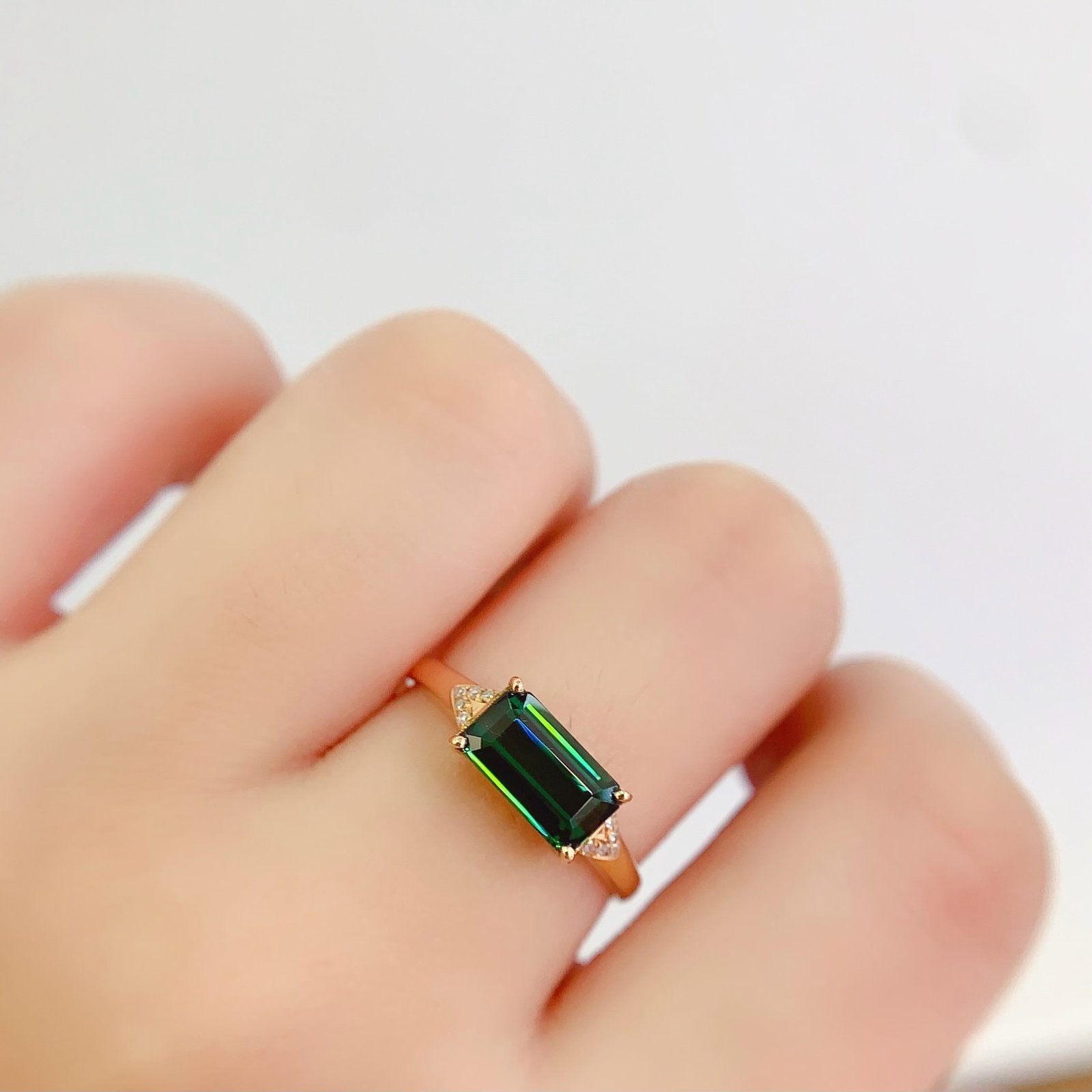 14k Gold 1.5 Ct Natural Tourmaline & Diamond Ring - 5