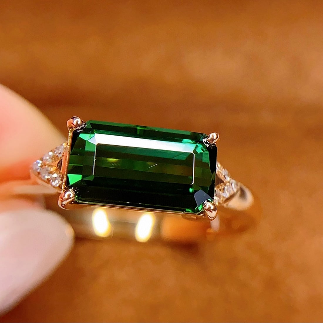 14k Gold 1.5 Ct Natural Tourmaline & Diamond Ring - 6