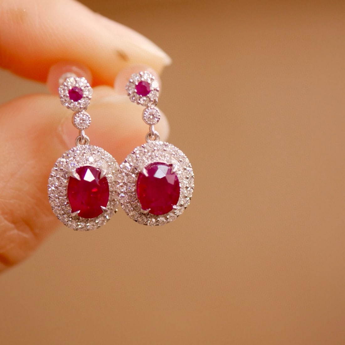 14k Gold 2.54 Ctw Natural Ruby & Diamond Earrings - 3