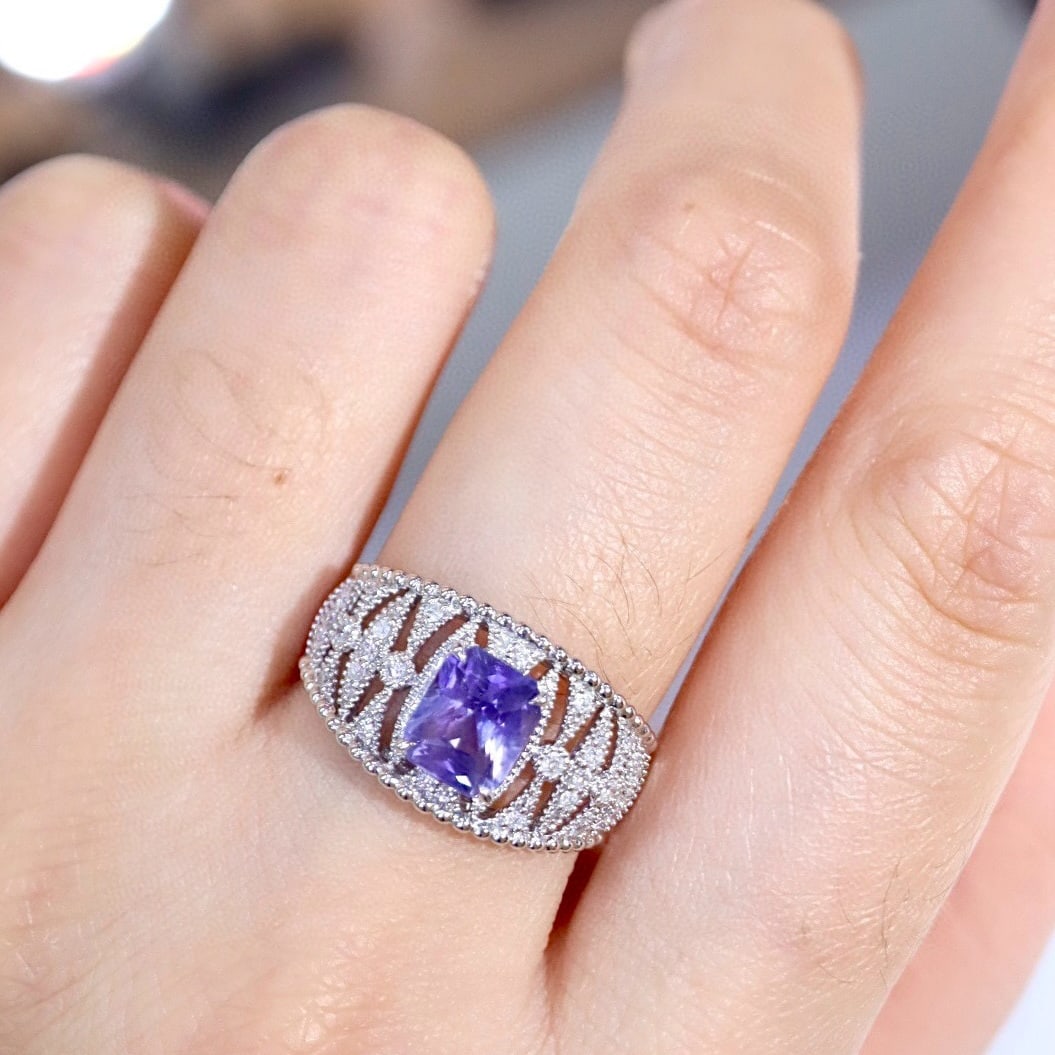 14k Gold 2.31 Ctw Natural Sapphire & Diamond Ring - 3