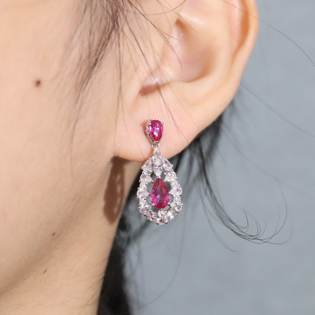 14k Gold 2.02 Ctw Natural Ruby & Diamond Earrings - 2