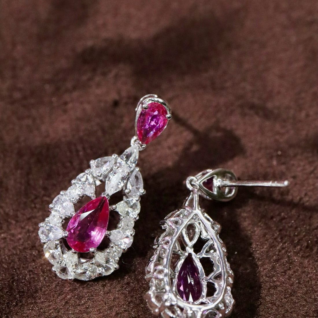 14k Gold 2.02 Ctw Natural Ruby & Diamond Earrings - 4