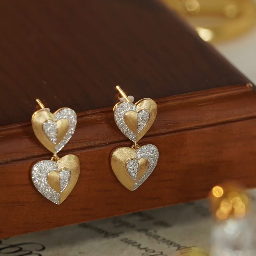 14k Gold 0.54 Ct Natural H Diamond Earrings - 4