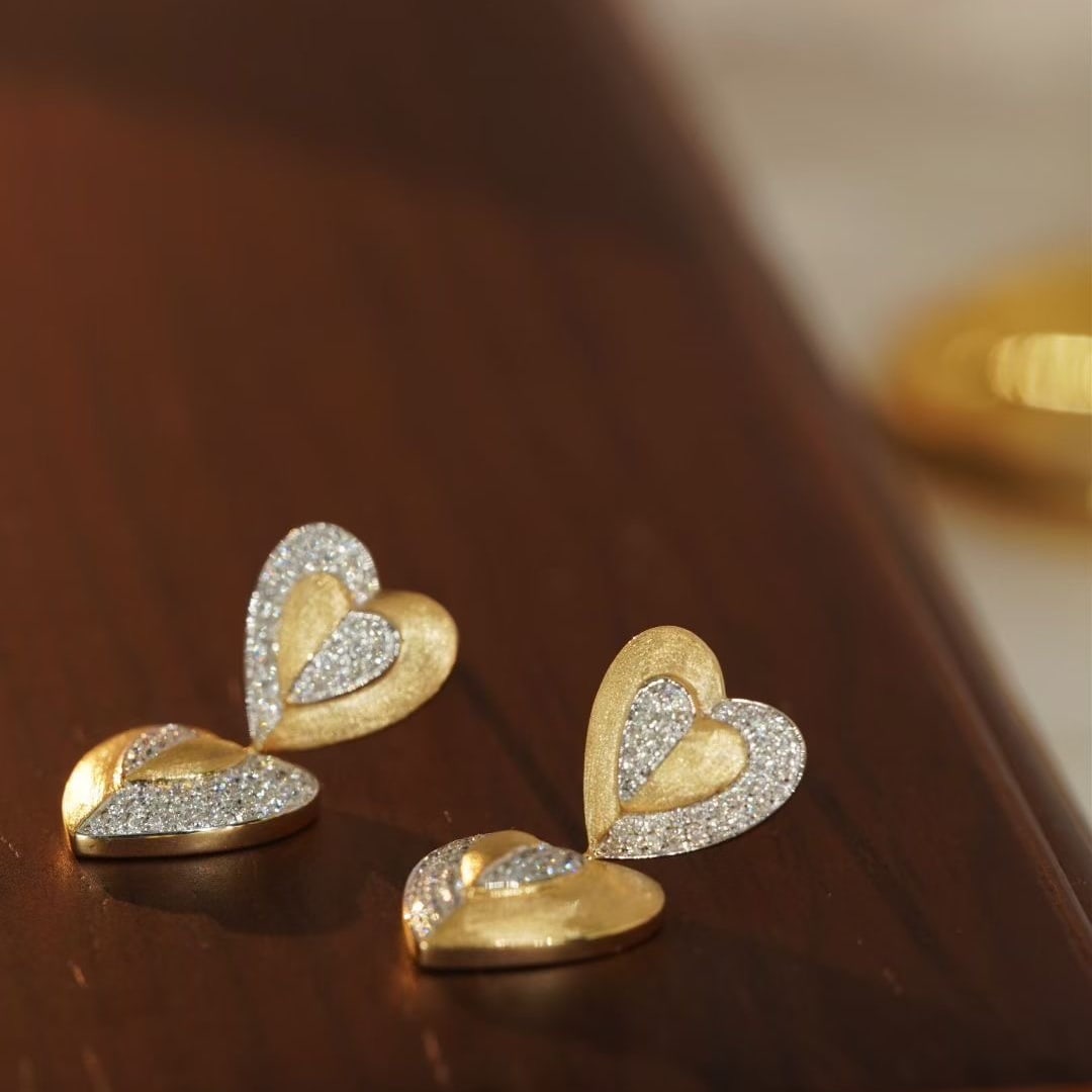 14k Gold 0.54 Ct Natural H Diamond Earrings - 5