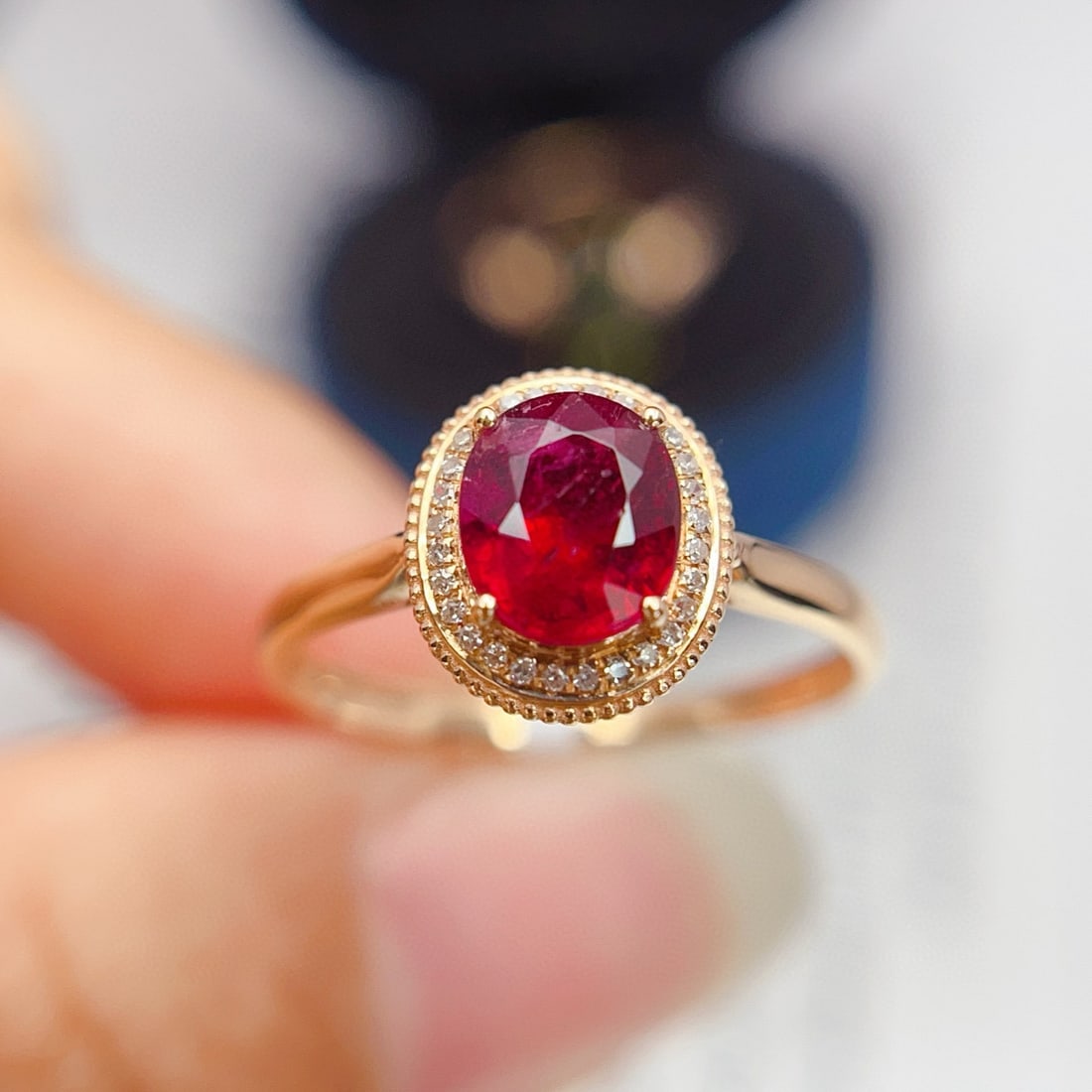 14k Gold 1.30 Ct Natural Tourmaline & Diamond Ring: Ref:231036378 // gold content:14k gold // ring size:7. 25us // // main gemstone:tourmaline // shape:oval // carat weight:1. 30ct // color:red // treatment:natural // // adjacent gemstone 2 : diamond