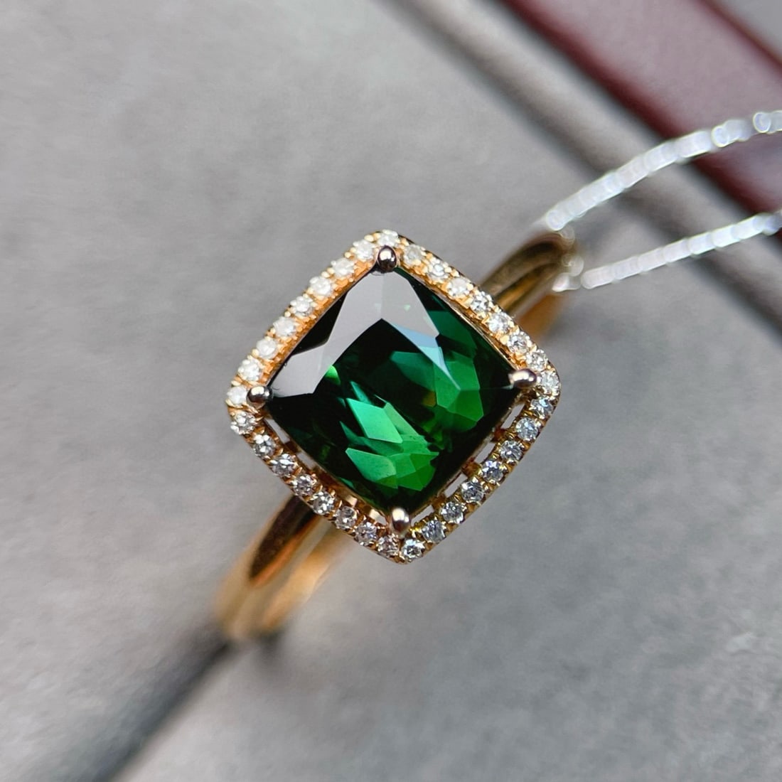 14k Gold 2.00 Ctw Natural Tourmaline & Diamond Ring - 6
