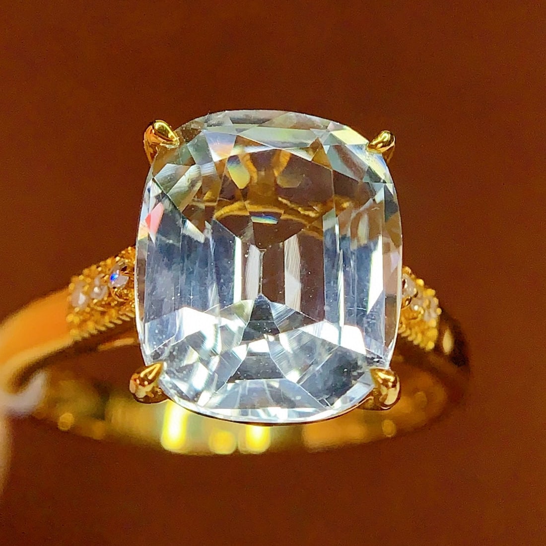 14k Gold 5.3 Ct Natural Aquamarine & Diamond Ring - 3