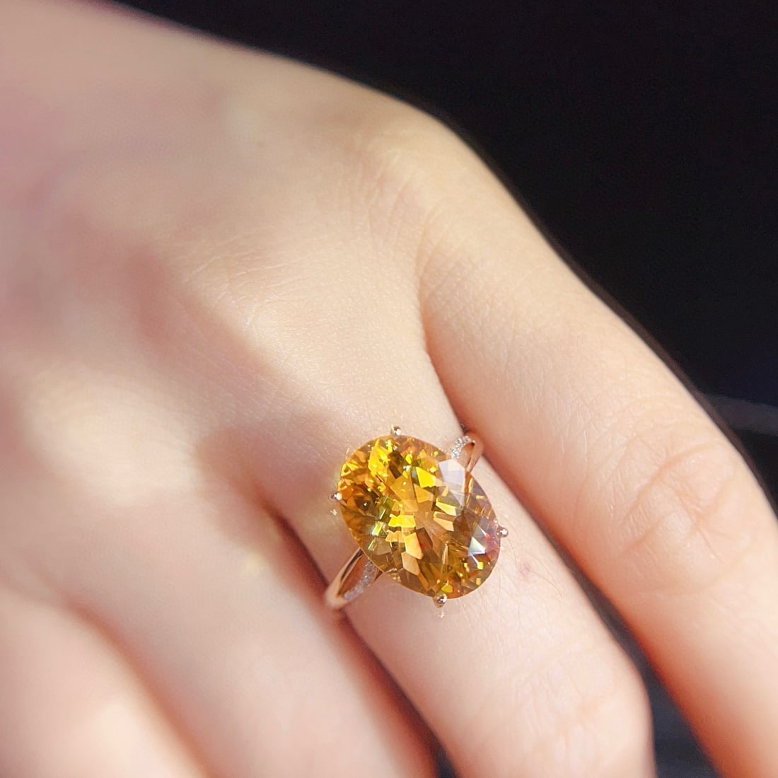 14k Gold 5.35 Ctw Natural Citrine & Diamond Ring - 5