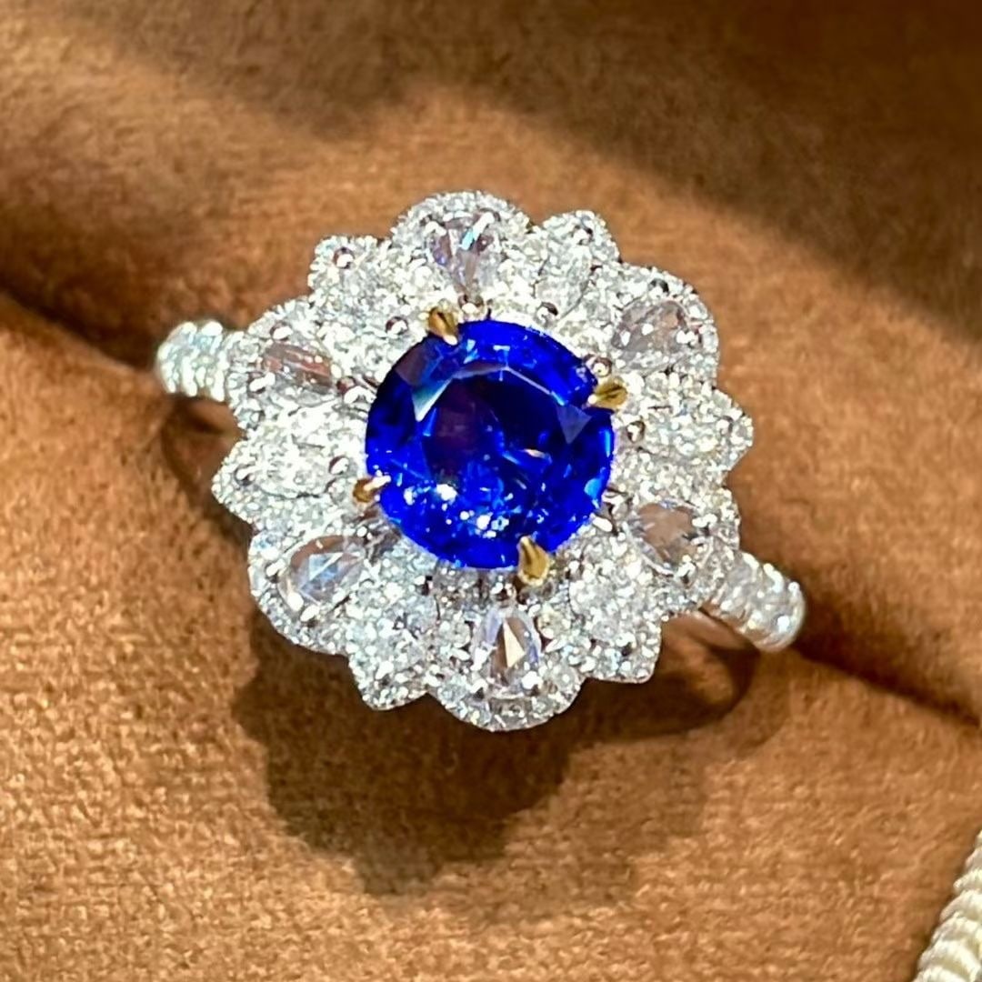 14k Gold 1.55 Ct Natural Sapphire & Diamond Ring - 3