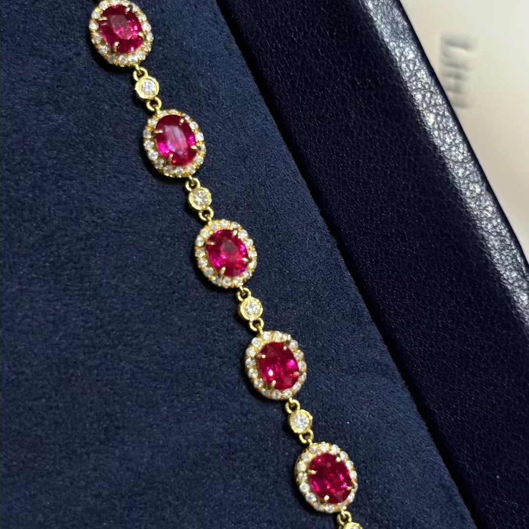 14k Gold 2 Ct Natural Ruby & Diamond Bracelet - 2