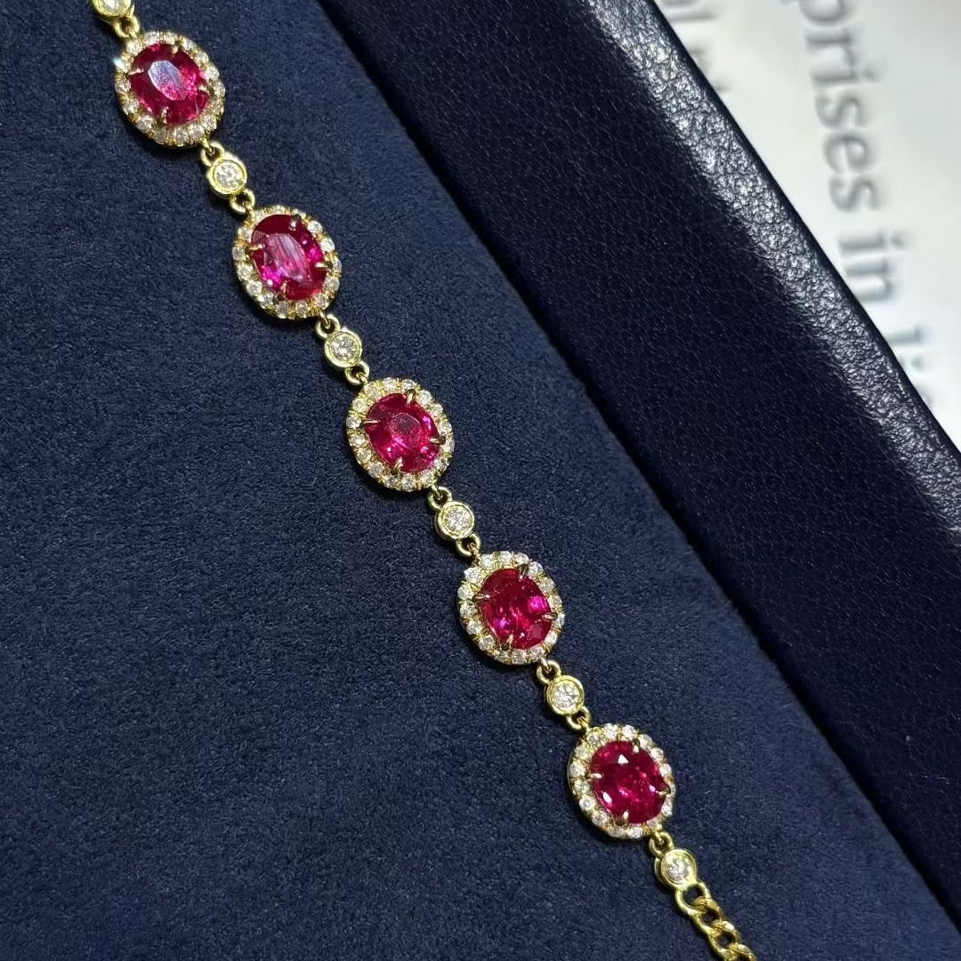 14k Gold 2 Ct Natural Ruby & Diamond Bracelet - 3