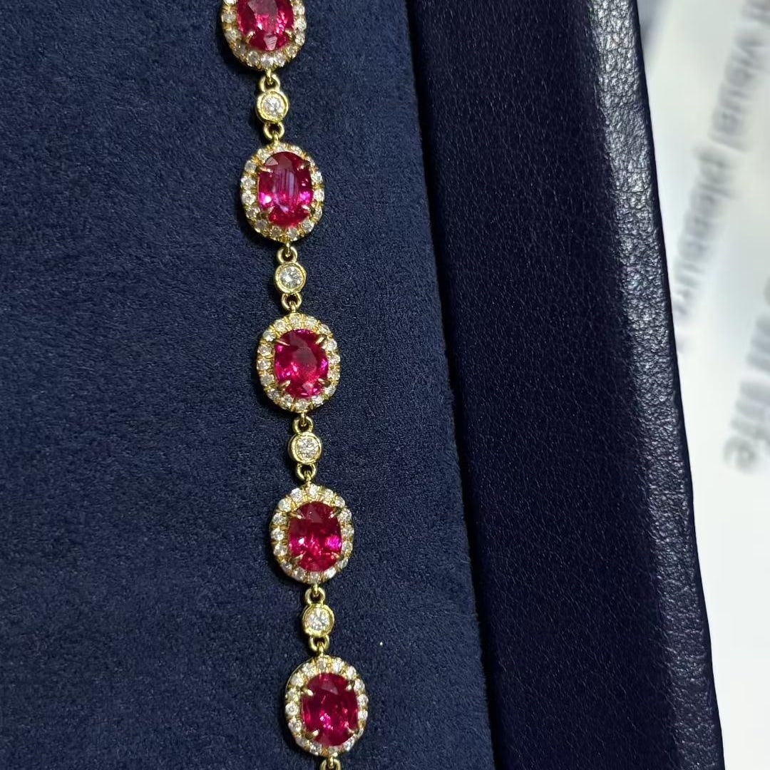 14k Gold 2 Ct Natural Ruby & Diamond Bracelet - 4