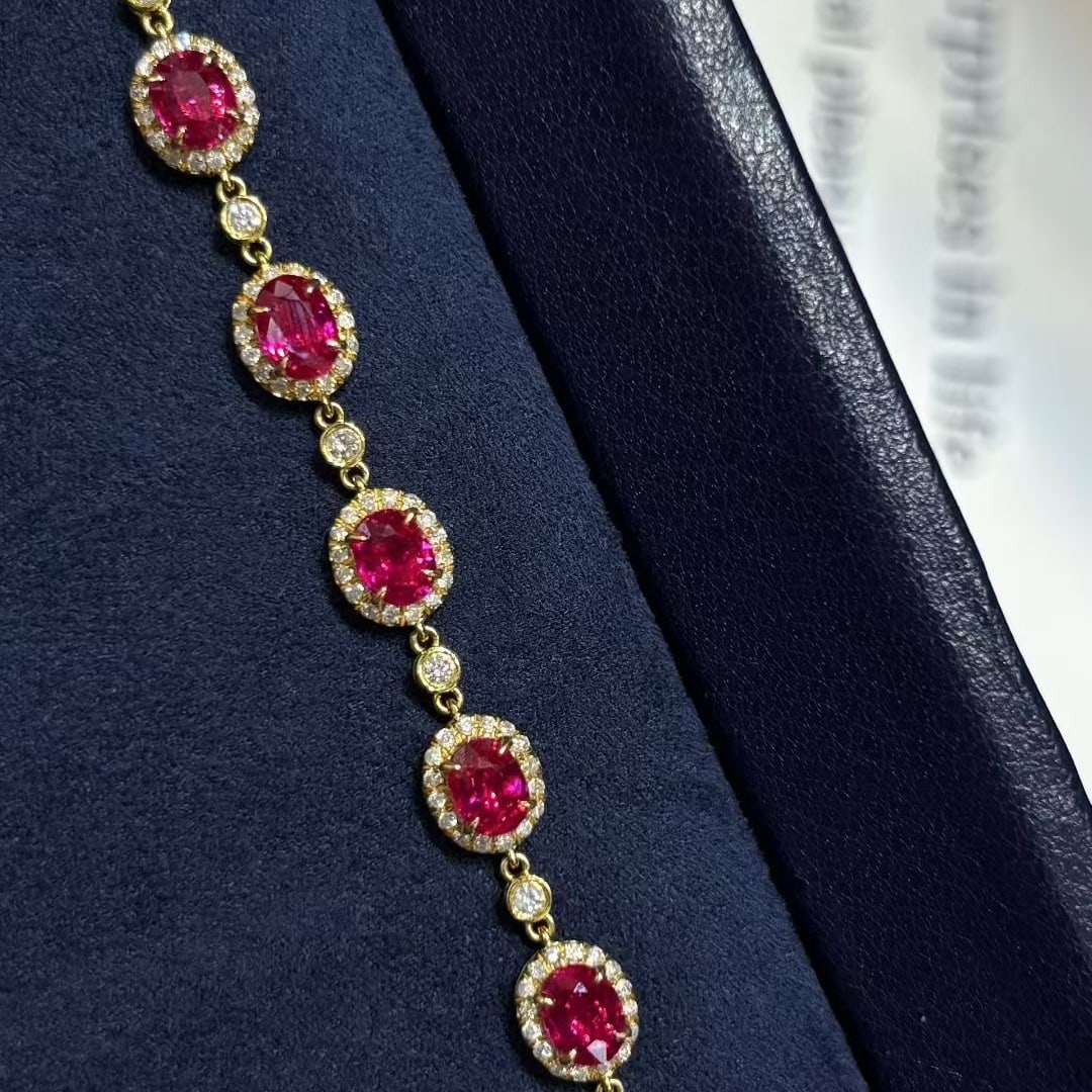 14k Gold 2 Ct Natural Ruby & Diamond Bracelet - 5