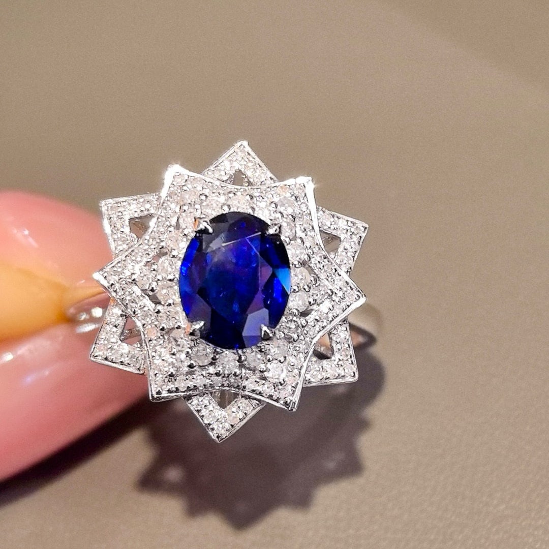14k Gold 1.65 Ctw Natural Sapphire & Diamond Ring - 3