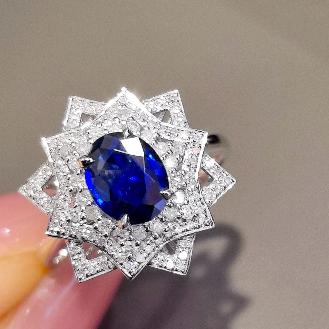 14k Gold 1.65 Ctw Natural Sapphire & Diamond Ring - 4