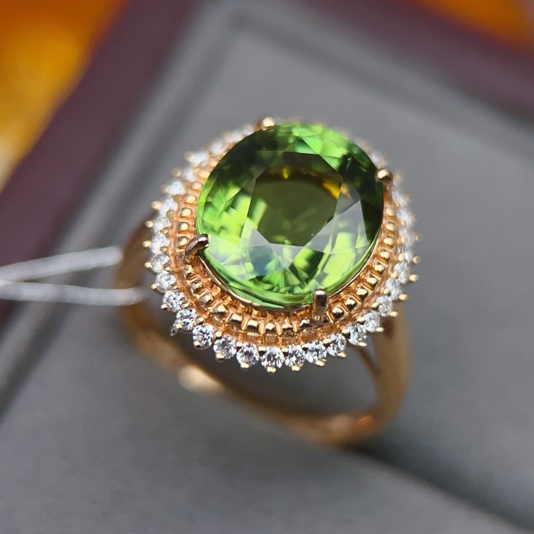 14k Gold 6.5 Ct Natural Tourmaline & Diamond Ring - 3