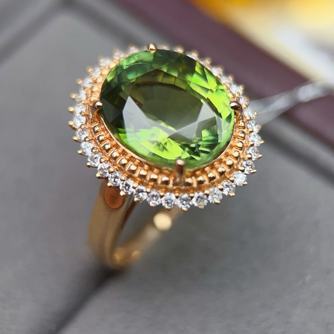 14k Gold 6.5 Ct Natural Tourmaline & Diamond Ring - 4