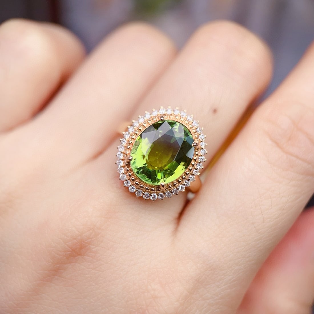 14k Gold 6.5 Ct Natural Tourmaline & Diamond Ring - 5