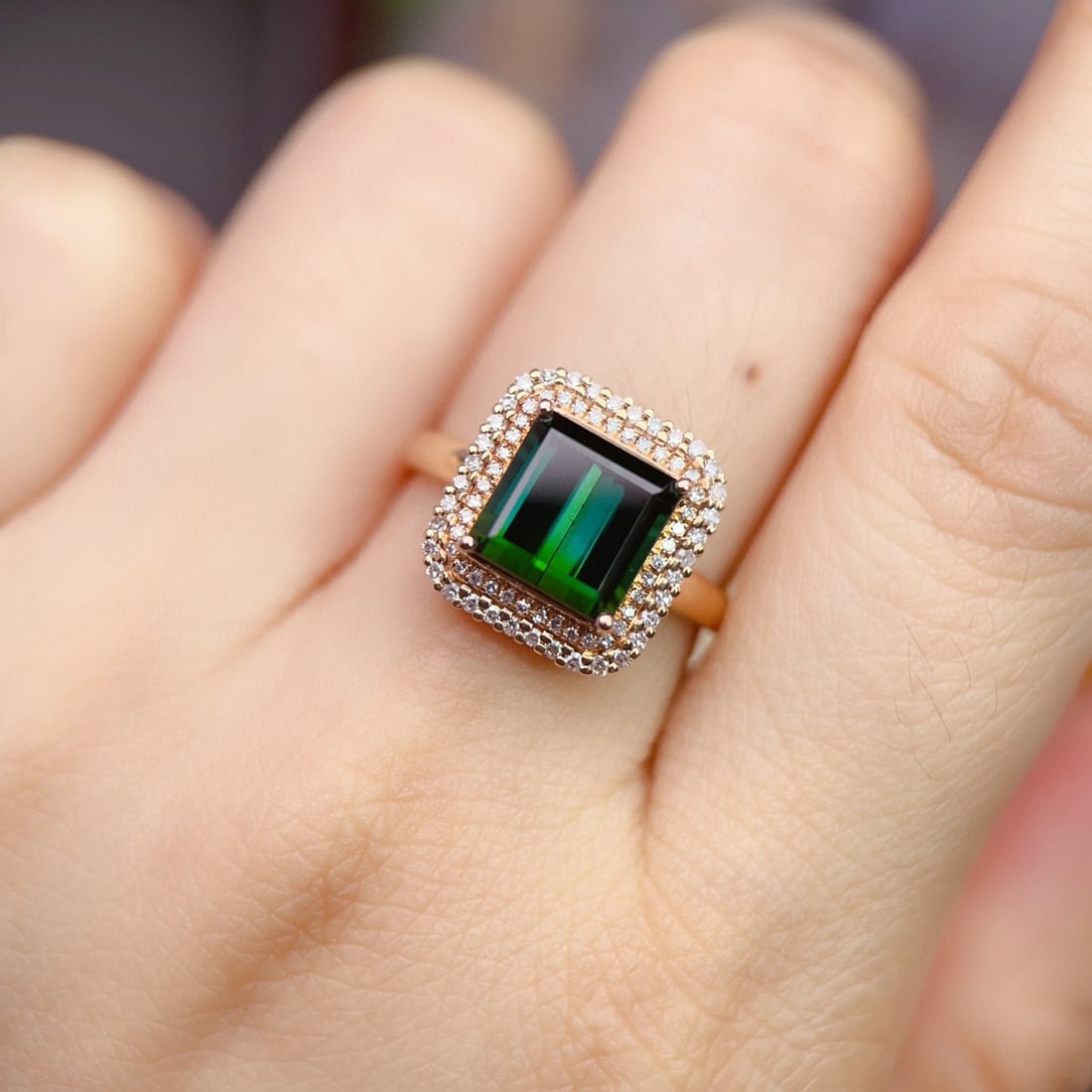 14k Gold 3.54 Ctw Natural Tourmaline & Diamond Ring - 6