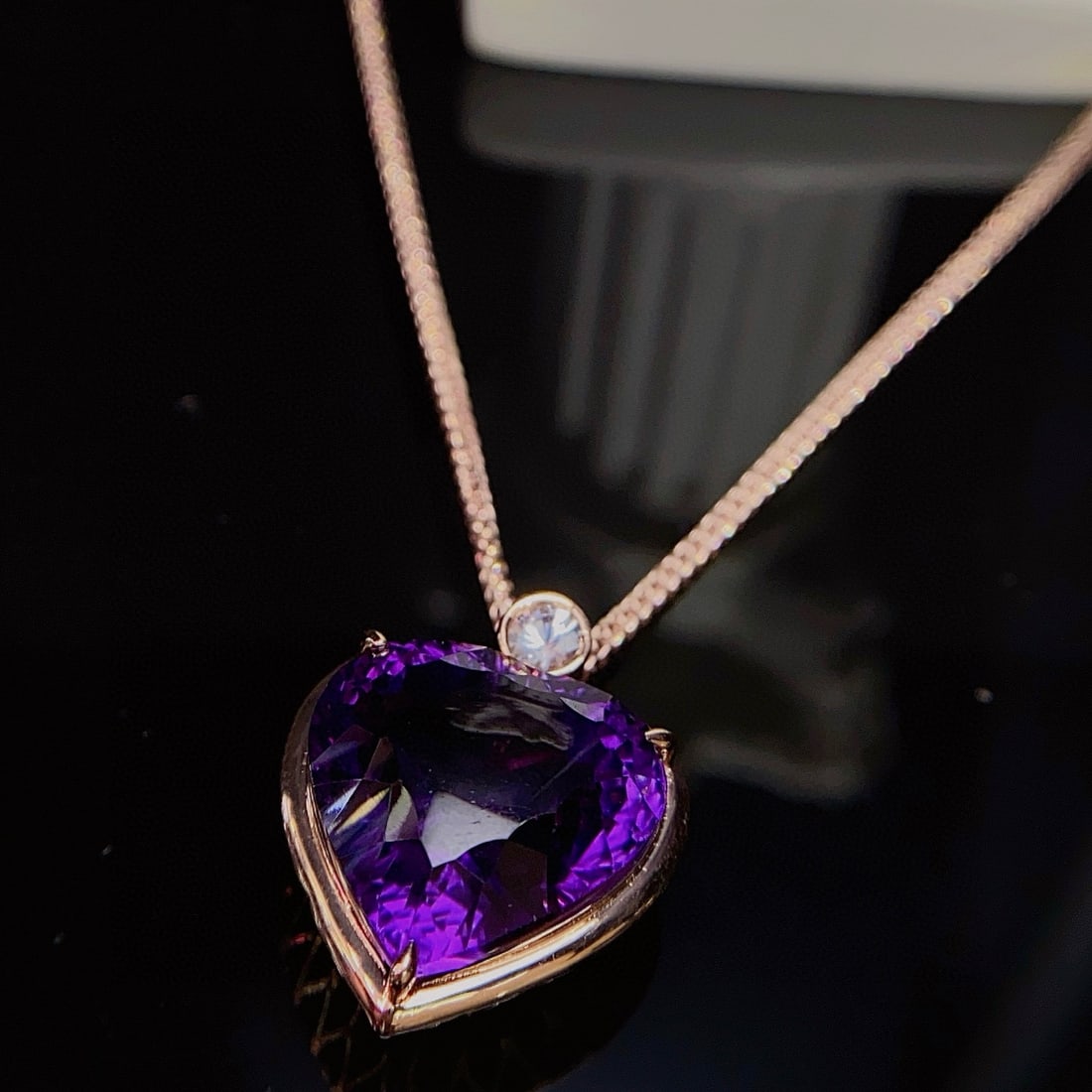 14k Gold 8.80 Ct Natural Amethyst & Sapphire Pendant( Without Chain ) - 2