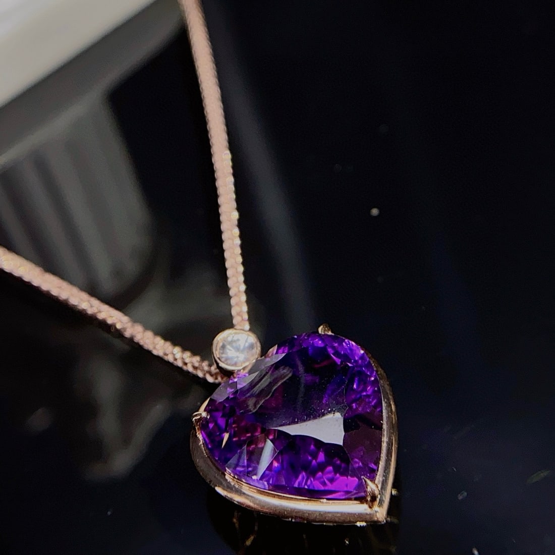 14k Gold 8.80 Ct Natural Amethyst & Sapphire Pendant( Without Chain ) - 3
