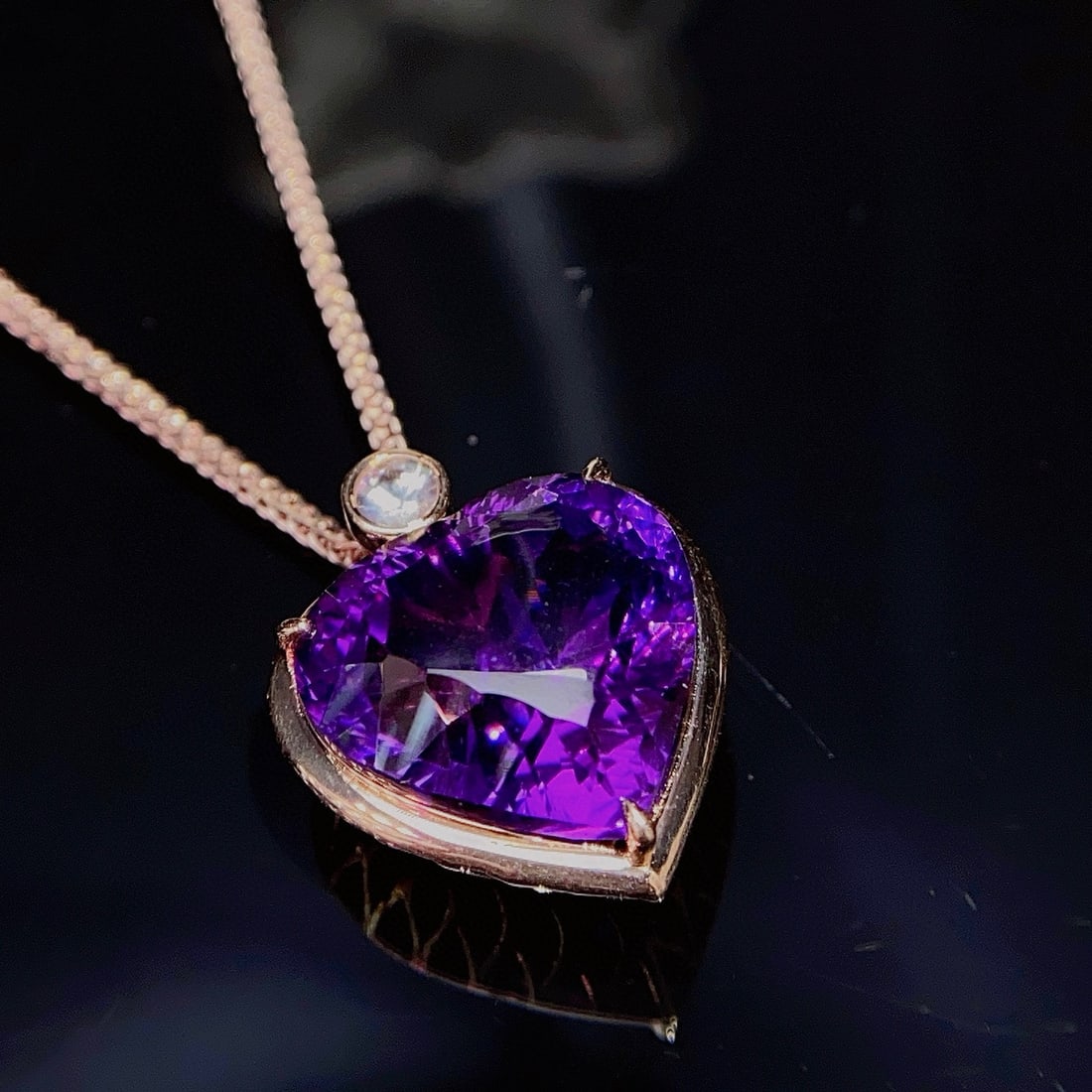 14k Gold 8.80 Ct Natural Amethyst & Sapphire Pendant( Without Chain ) - 4