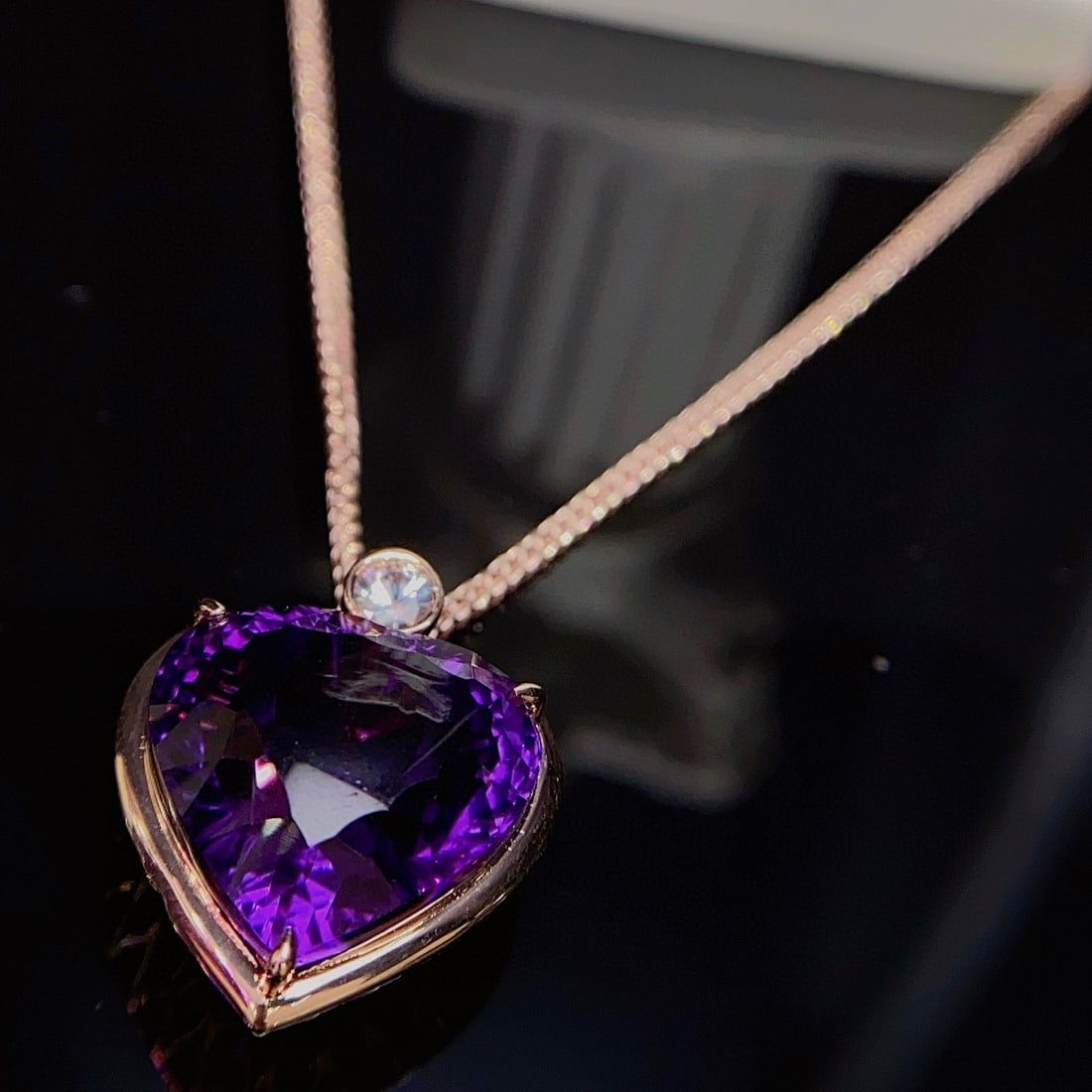 14k Gold 8.80 Ct Natural Amethyst & Sapphire Pendant( Without Chain ) - 5