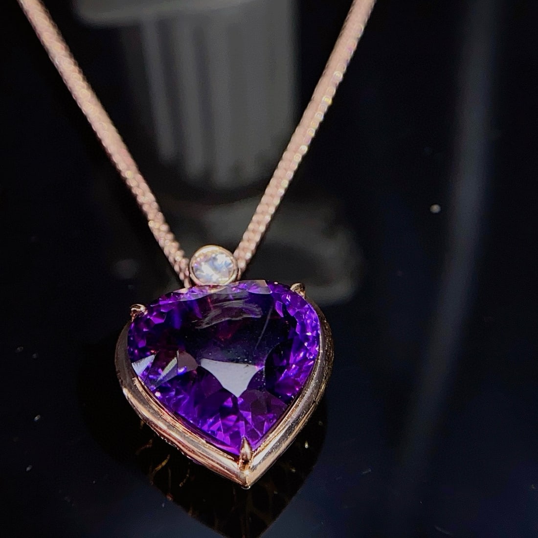 14k Gold 8.80 Ct Natural Amethyst & Sapphire Pendant( Without Chain ) - 6