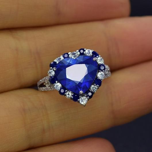 14k Gold 3.78 Ctw Natural Sapphire & Diamond Ring - 2