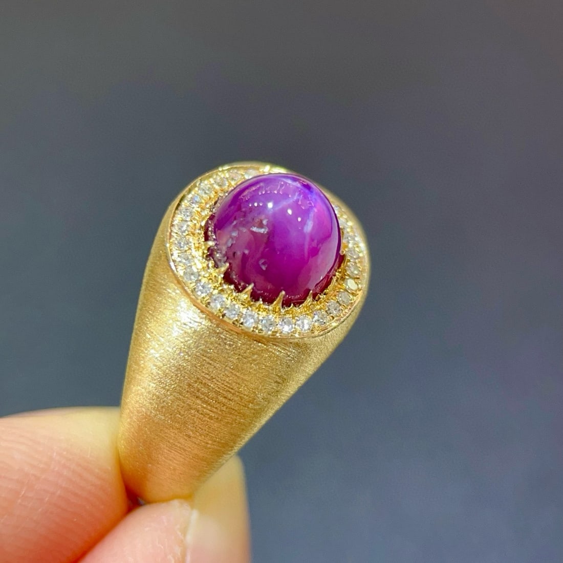 14k Gold 3.28 Ctw Natural Star Sapphire & Diamond Ring - 2