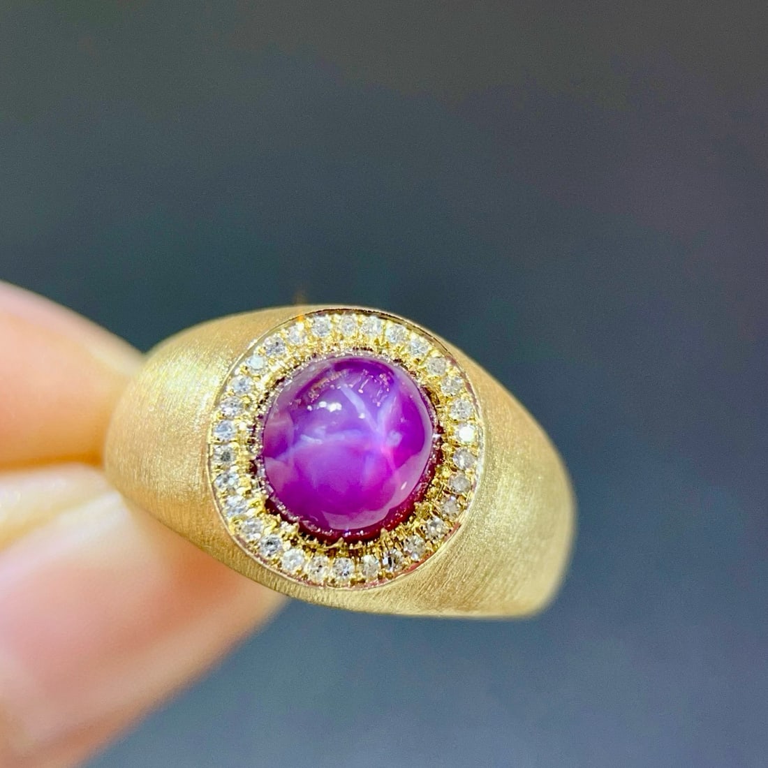 14k Gold 3.28 Ctw Natural Star Sapphire & Diamond Ring - 3