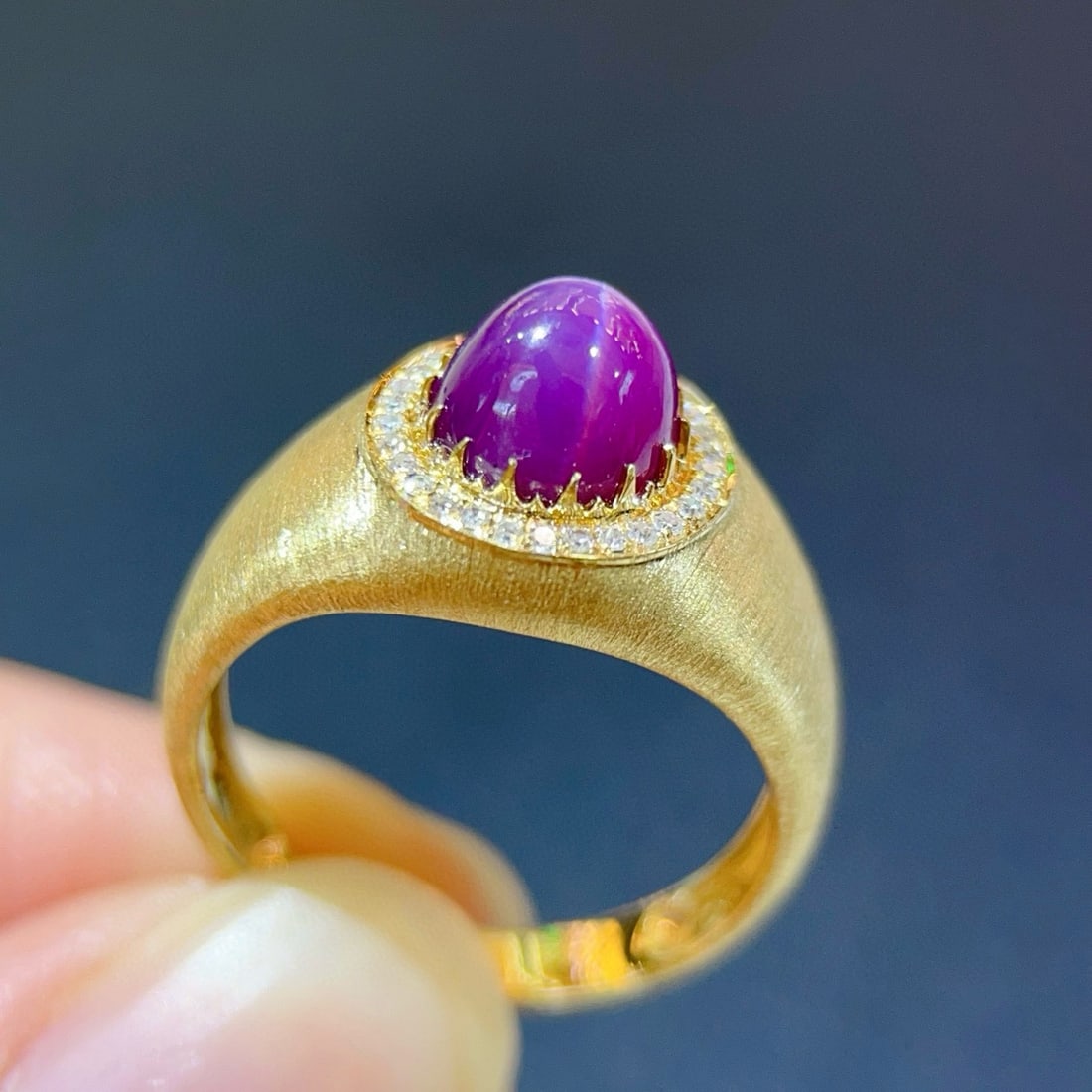 14k Gold 3.28 Ctw Natural Star Sapphire & Diamond Ring - 4