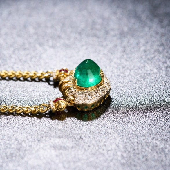 14k Gold 5.03 Ctw Natural Emerald & Diamond Necklace - 7