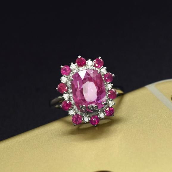 14k Gold 3.45 Ctw Natural Sapphire & Diamond Ring - 3